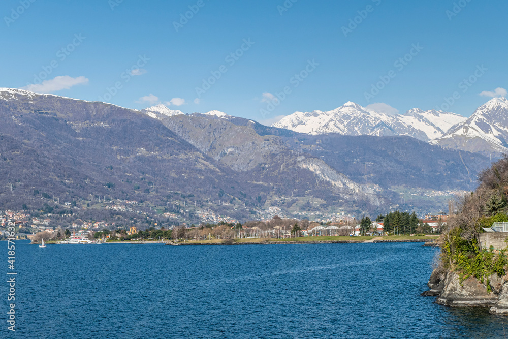 Landscape of the Lake of Como with the Alps in background