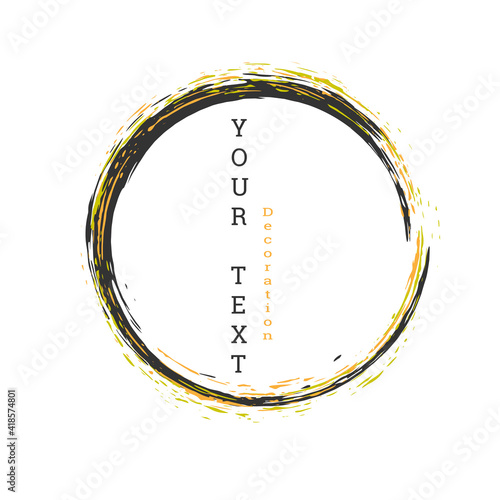 Zen ink circle emblem. Paint strokes. Multi-colored strokes. Design template for the design of banners, posters, booklets, covers, magazines. EPS 10