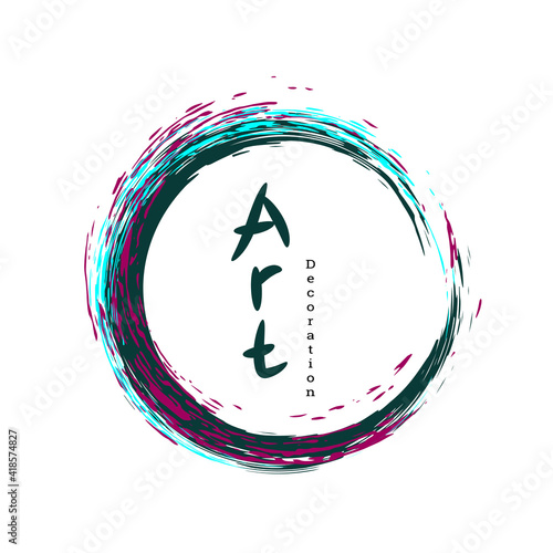 Zen ink circle emblem. Paint strokes. Multi-colored strokes. Design template for the design of banners, posters, booklets, covers, magazines. EPS 10