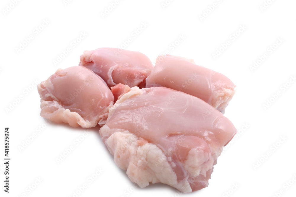 chicken thighs  raw isolated on white