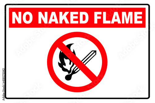 No Naked Flame Safety Sign landscape (Arabic / English)