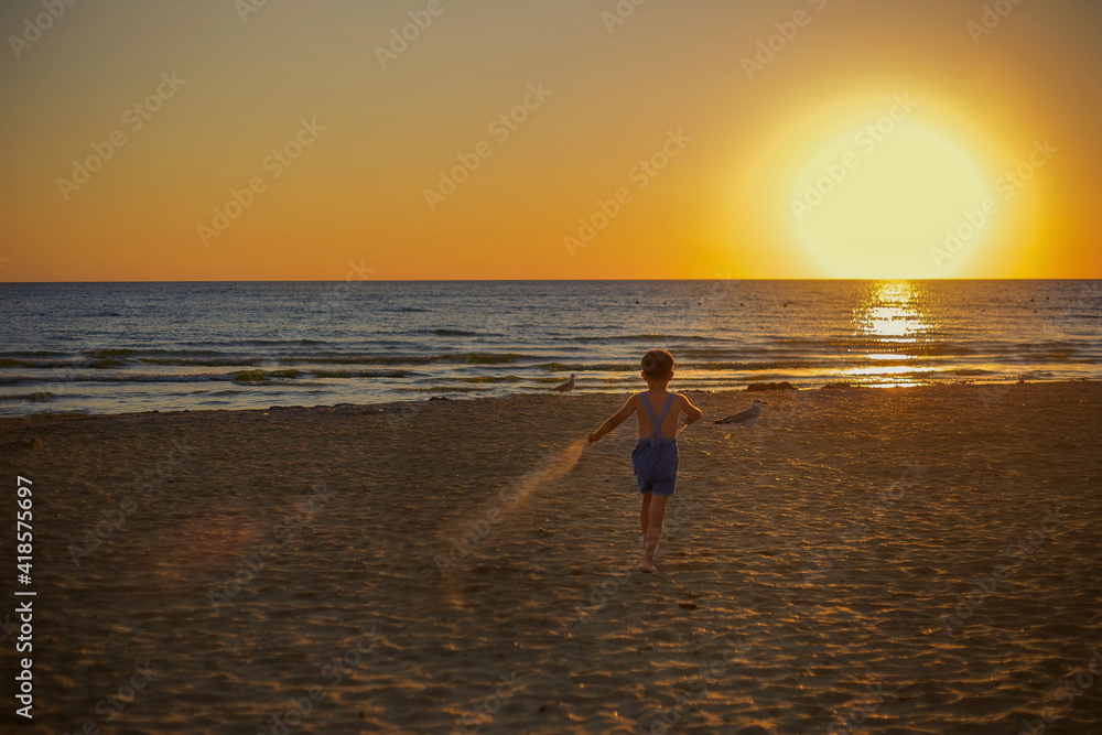 person walking on the beach at sunset person walking on the beach at sunset