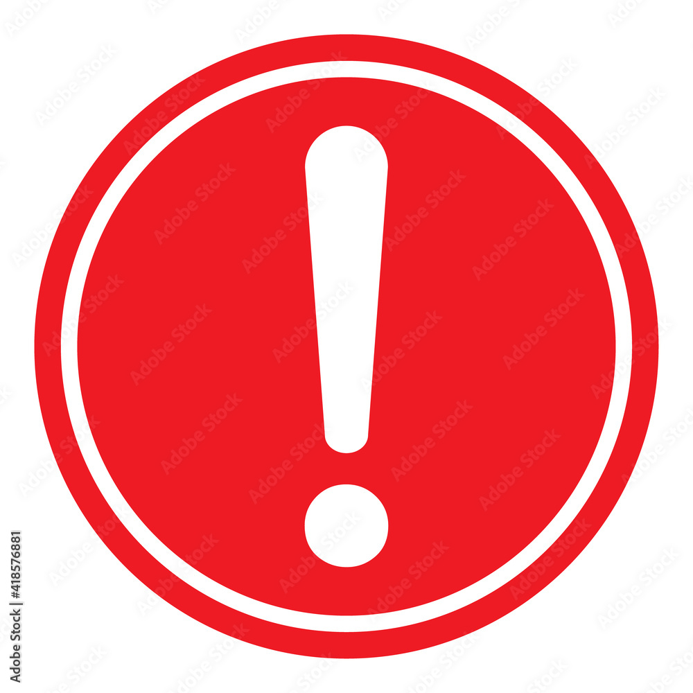 Hazard warning, warn symbol vector icon flat sign symbol with exclamation mark isolated on white background Hazard warning, warn symbol vector icon flat sign symbol with exclamation mark isolated on white background