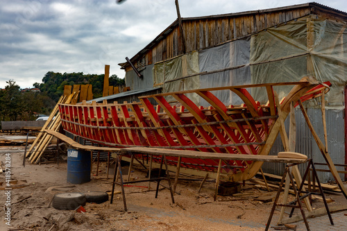 Wooden boat skeletons in the Western Black Sea. bartın province kurucaşile district
