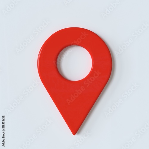 Photography Red pinpoint symbol with 3d effect Red geo pin as logo on white background