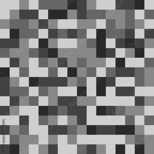 Black White Gray Pattern. 8Bit Pixels Pattern. Vector Pixel Colorless Pattern.
