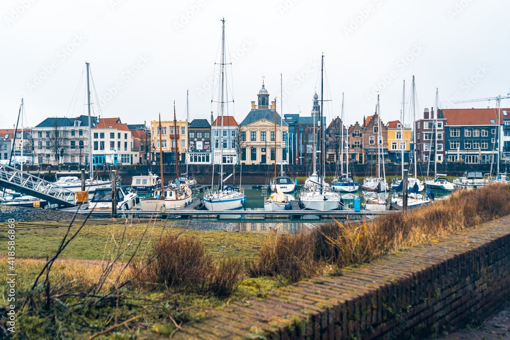 Fototapeta premium Colourful Harbour in the Netherlands