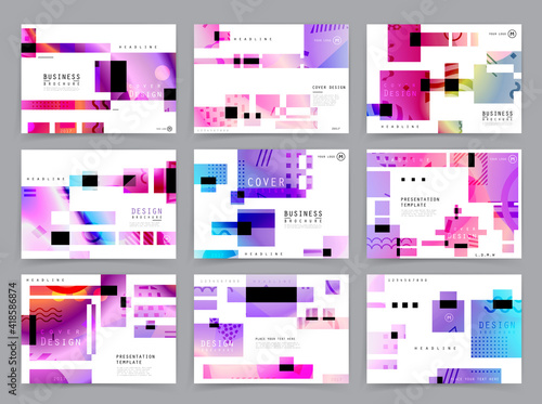 Presentation template, brochure design or cover for business purposes, layout with space for text and images.