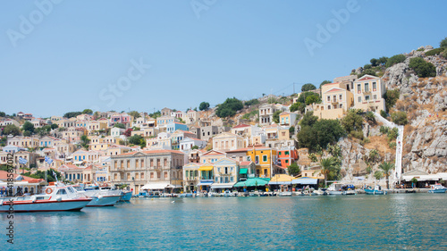 Fototapeta Naklejka Na Ścianę i Meble -  Beautiful view of colorful Symy port, Dodecanese, Greece