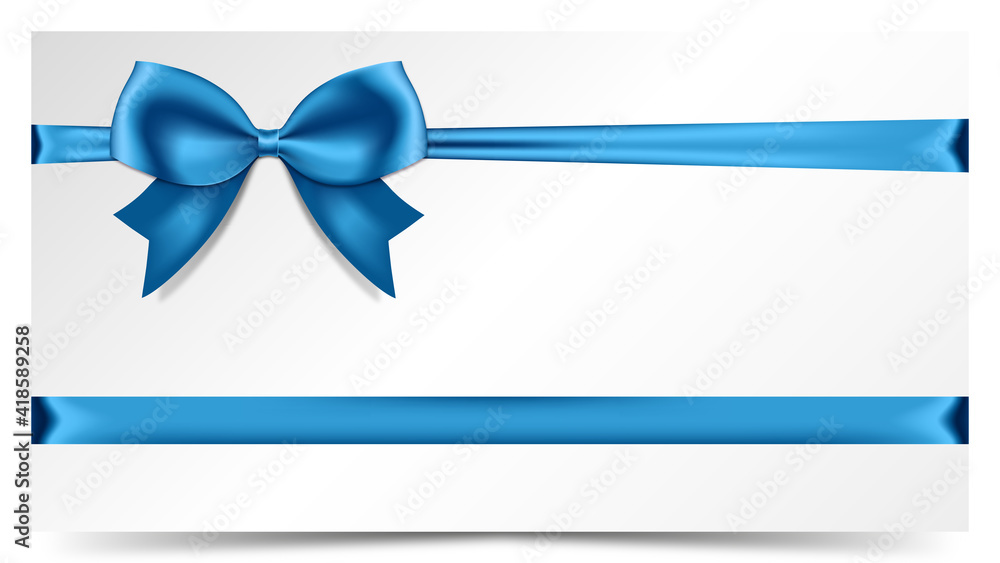 Voucher design with blue bow and ribbon Voucher design with blue bow and ribbon
