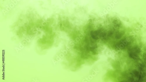 Dark green ink spreading in water on white. Abstract color background, liquid smoke, psychedelic and art concept. Green screen smoke effect.