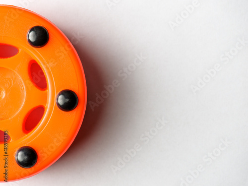 Inline hockey puck on white background