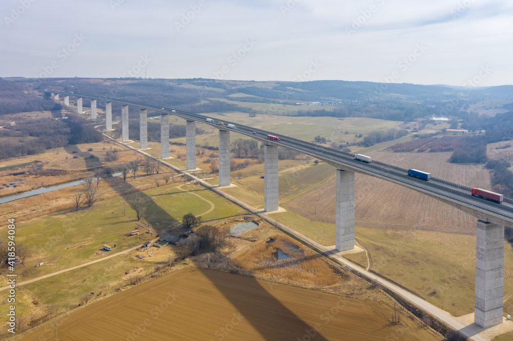Hungary - Aerial view of Koroshegy Viaduct in Balaton