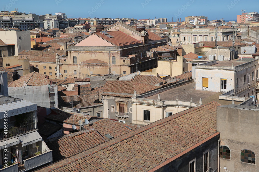  Above the roofs of Catania, Sicily Italy