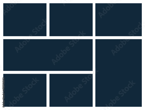 Photo collage mosaic grid template board picture frame. Border collage photo layout background