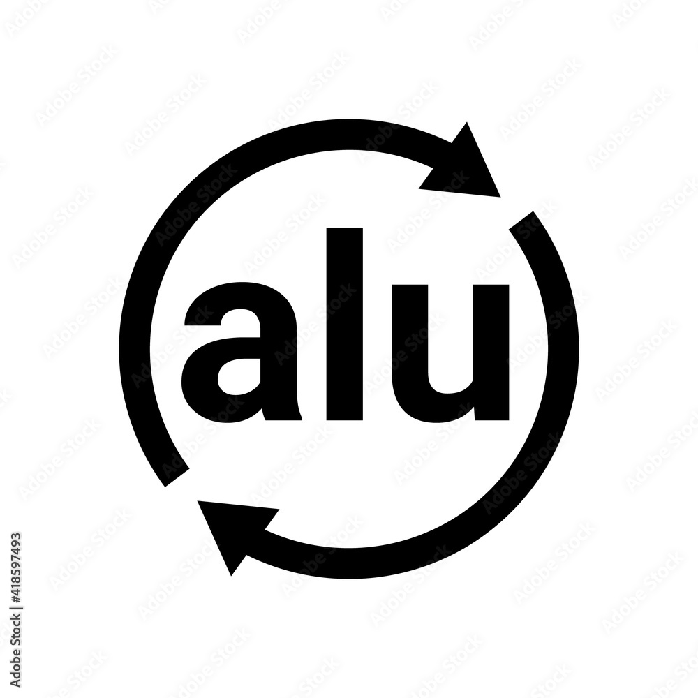 Aluminium recycling code icon. Alu logo sign vector symbol - obrazy, fototapety, plakaty 