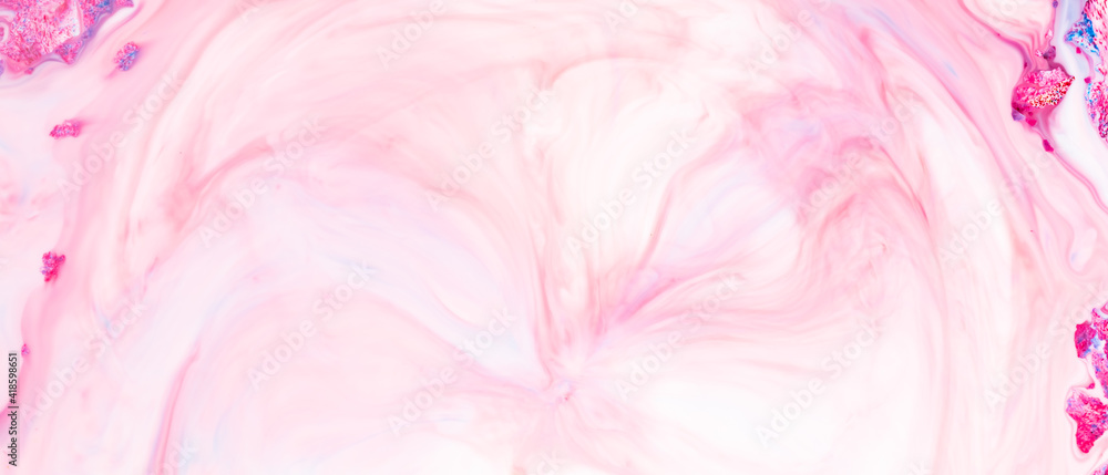 Fluid Art. Pink abstract texture. Liquid marble pattern