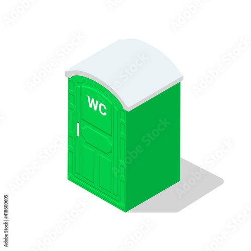 Portable toilet isometric public icon. Bathroom wc cabin flat isometric vector bio toilet