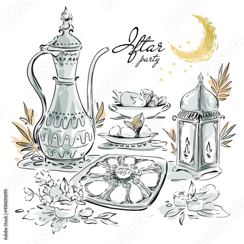 Ramadan iftar menu invitation banner design.