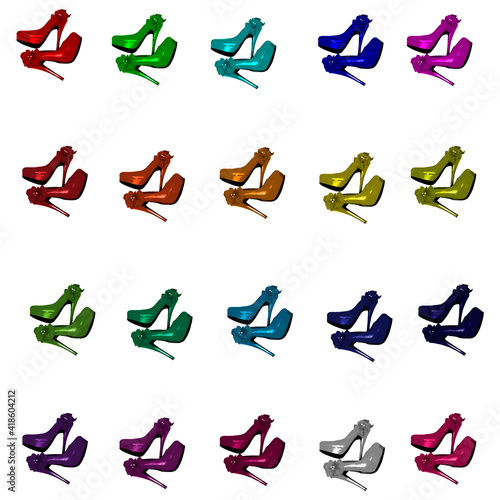 Set - Dressed shoes on the platform with a bow on a high thin heel.