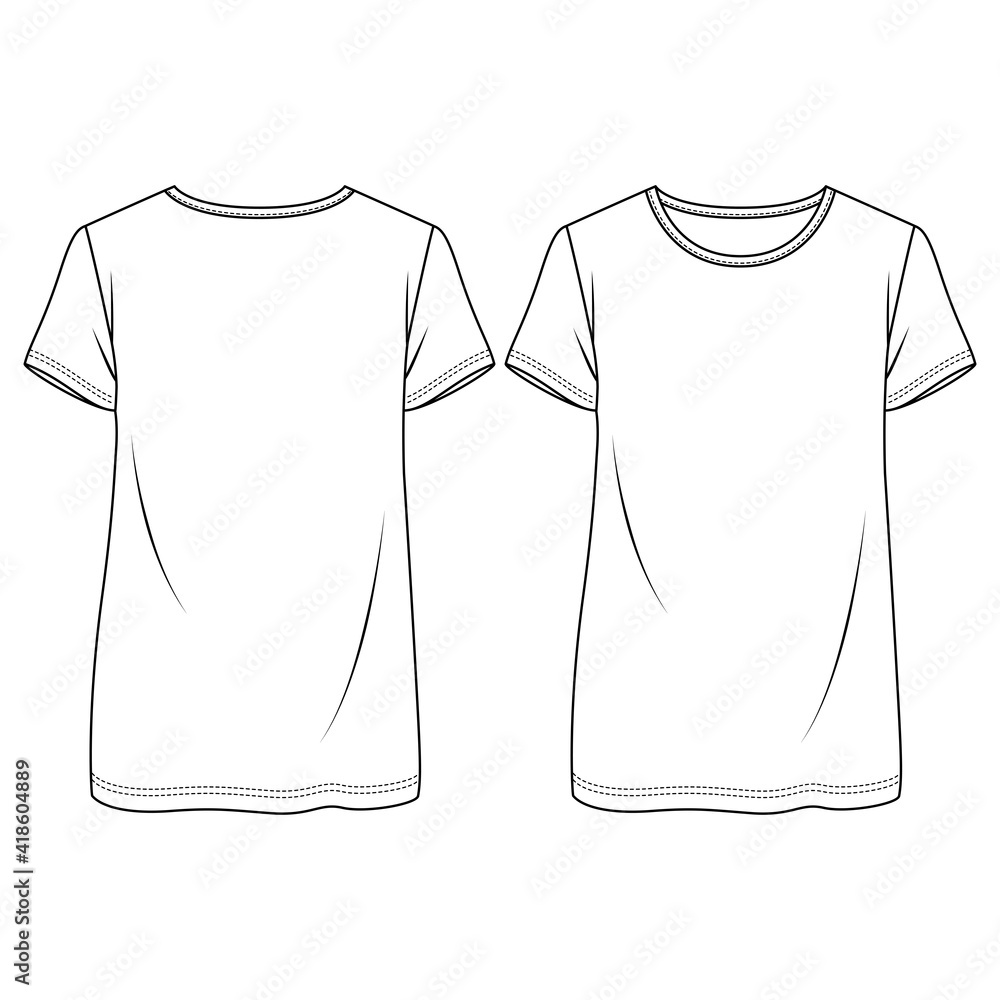 Set of Women T-shirts 2 Styles Vector Fashion Flat Sketches - Etsy Canada