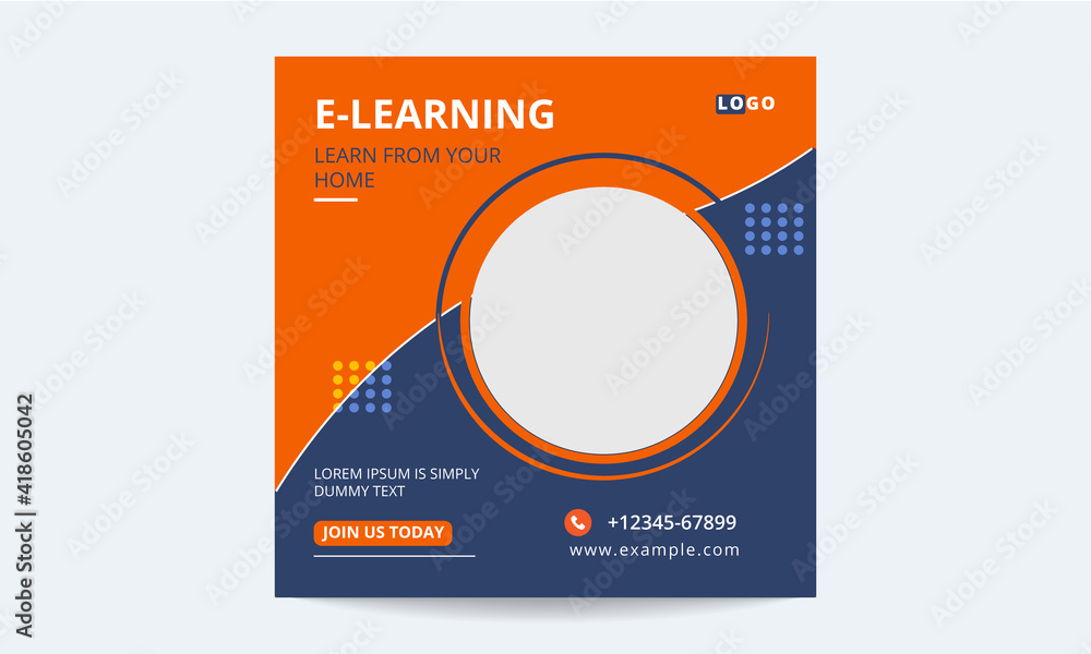 E-Learning Courses Social Media Post Layout Template