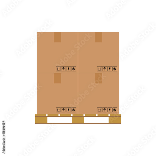 Wooden pallet and cardboard vector graphics