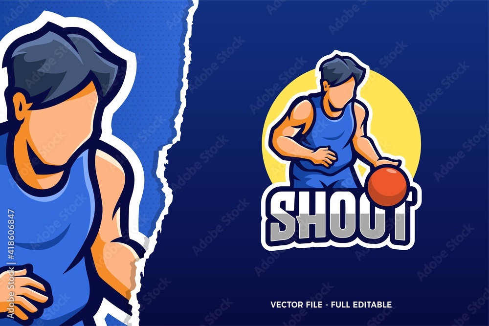 Basketball Player E-sports Game Logo Template Basketball Player E-sports Game Logo Template