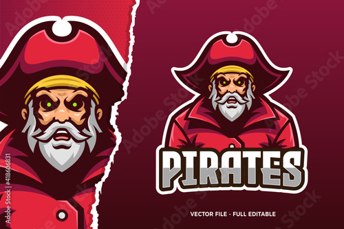 Old Pirate E-sports Game Logo Template