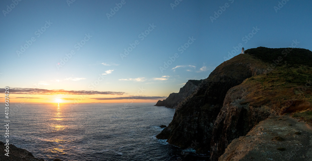 Cape Brett Lighthouse and Cape Brett Hut in Rawhiti New Zealand Cape Brett Lighthouse and Cape Brett Hut in Rawhiti New Zealand