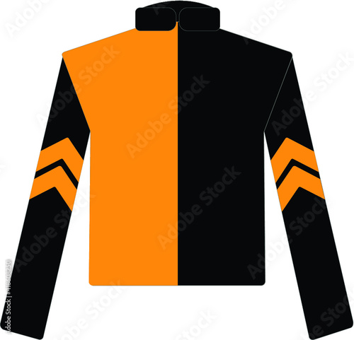 Black and Gold Jockey Silks with Chevrons on Sleeves.