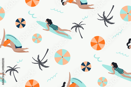Summer tropical dress pattern vector illustration. Beach pattern