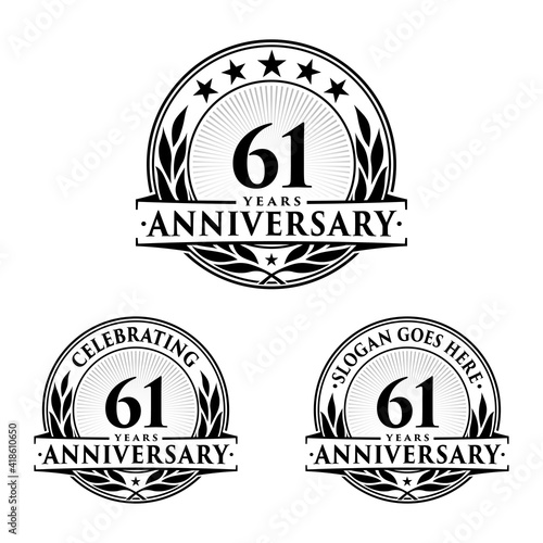 61 years anniversary collection logotype. Vector and illustration.