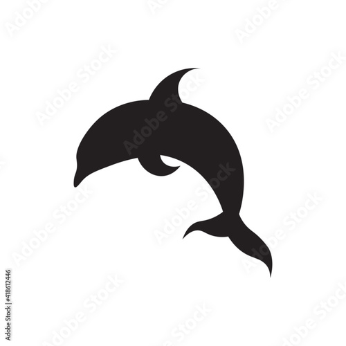 Dolphin silhouette, isolated on white background, vector illustration.