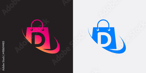 online shopping logo design concept, abstract bag with letter B vector logo design illustration concept