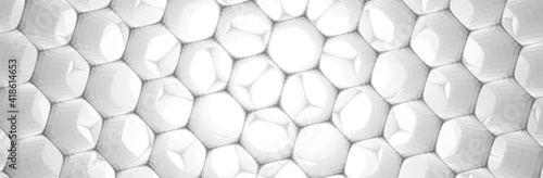 Abstract White Grey Hexagon background. 3d render. Technology vector illustration