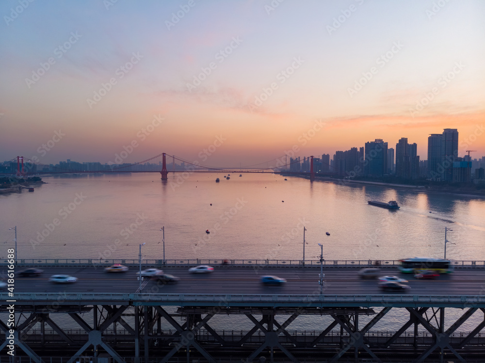 Wuhan city skyline scenery in Wuahn, Hubei, China