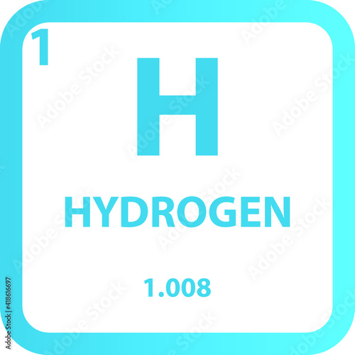 Hydrogen H Non reactive metal Chemical Element vector illustration diagram, with atomic number, mass and electron configuration. Simple outline flat   design for education, lab, science class.