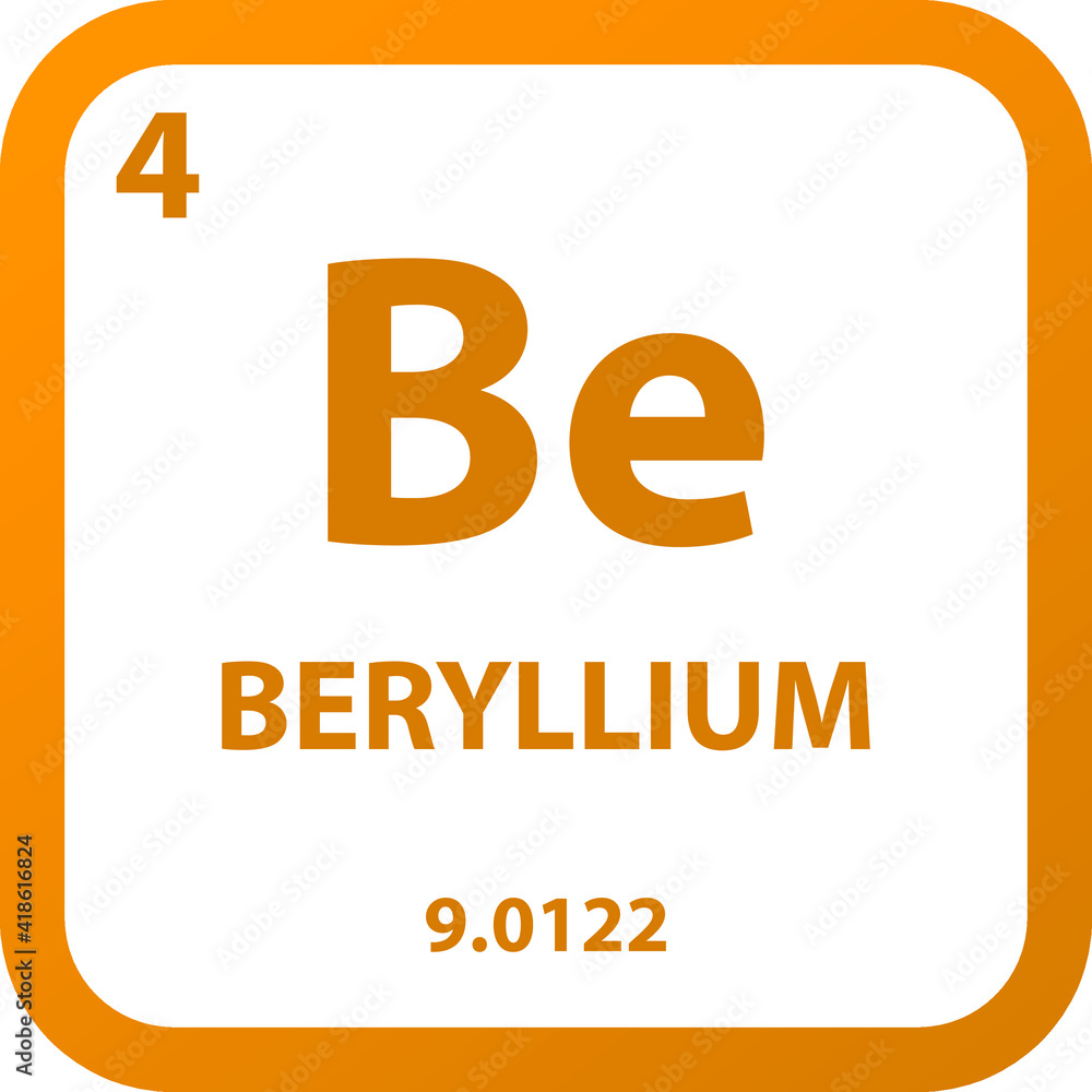 Beryllium Be Alkaline earth metal Chemical Element vector illustration ...