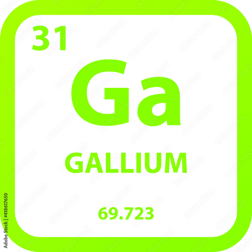 Gallium Ga Post transition metal Chemical Element vector illustration diagram, with atomic number, mass and electron configuration. Simple outline flat design for education, lab, science class. Gallium Ga Post transition metal Chemical Element vector illustration diagram, with atomic number, mass and electron configuration. Simple outline flat design for education, lab, science class.