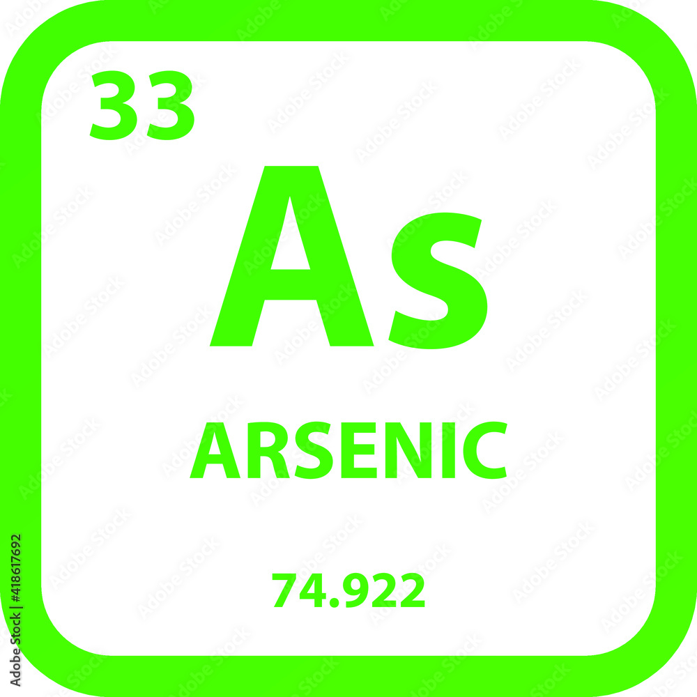 Fototapeta premium Arsenic As Metalloid Chemical Element vector illustration diagram, with atomic number, mass and electron configuration. Simple outline flat design for education, lab, science class.