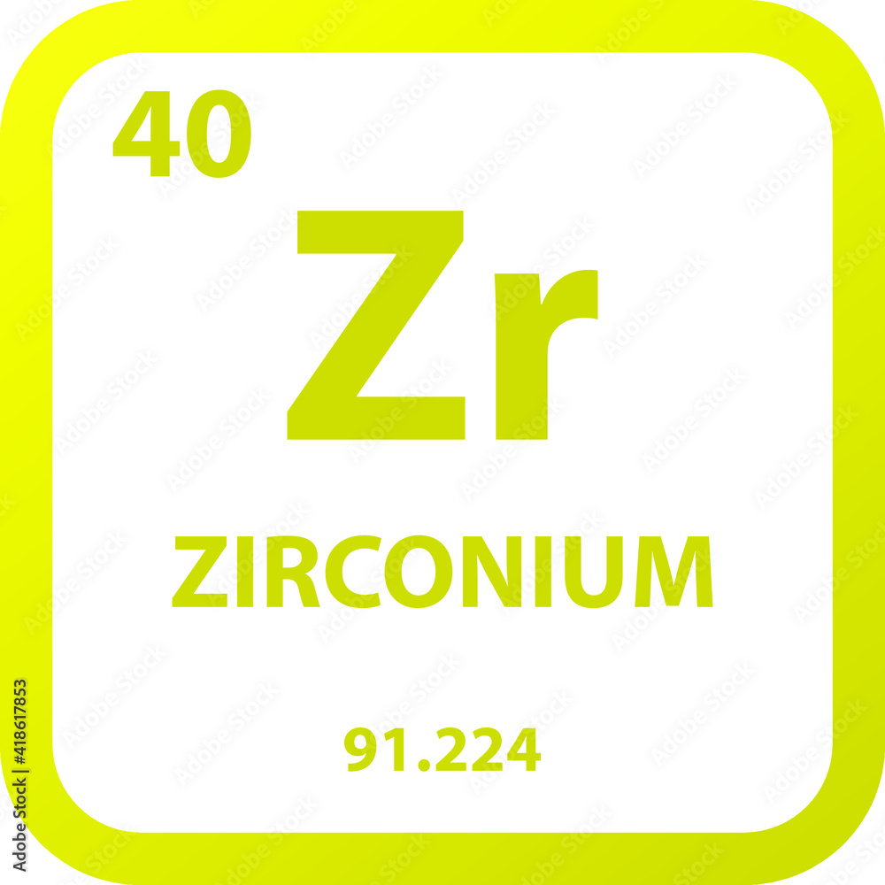 Zirconium Zr Transition metal Chemical Element vector illustration diagram, with atomic number