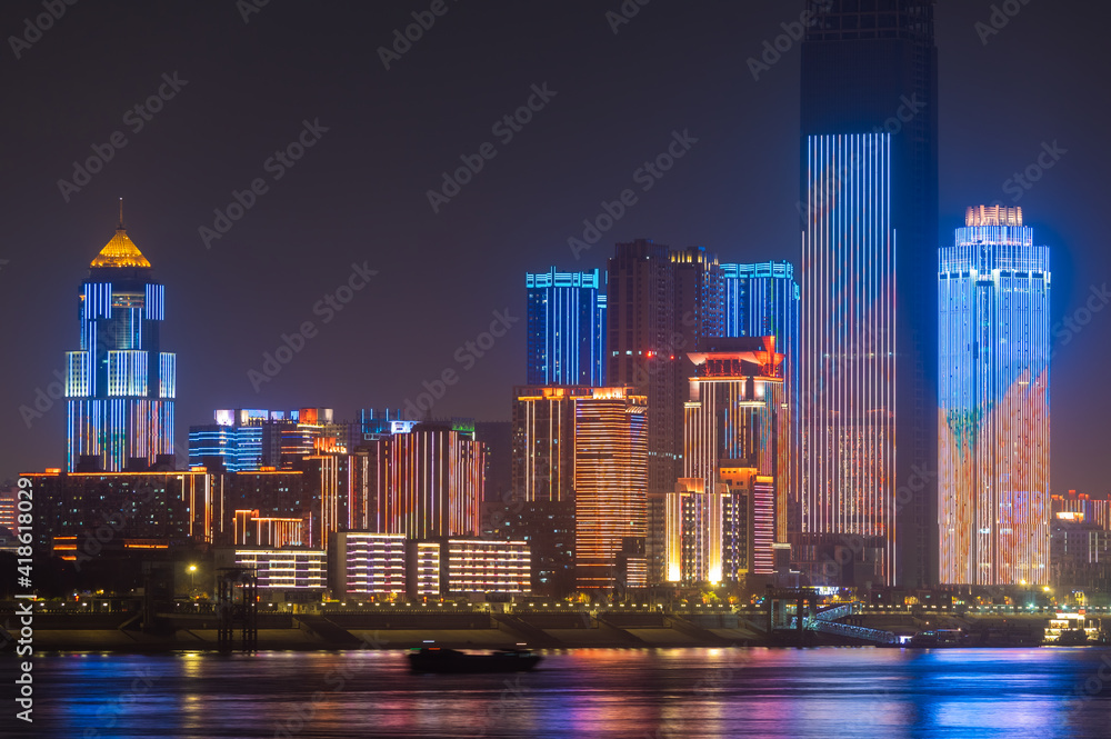Fototapeta Wuhan city skyline scenery in Wuahn, Hubei, China