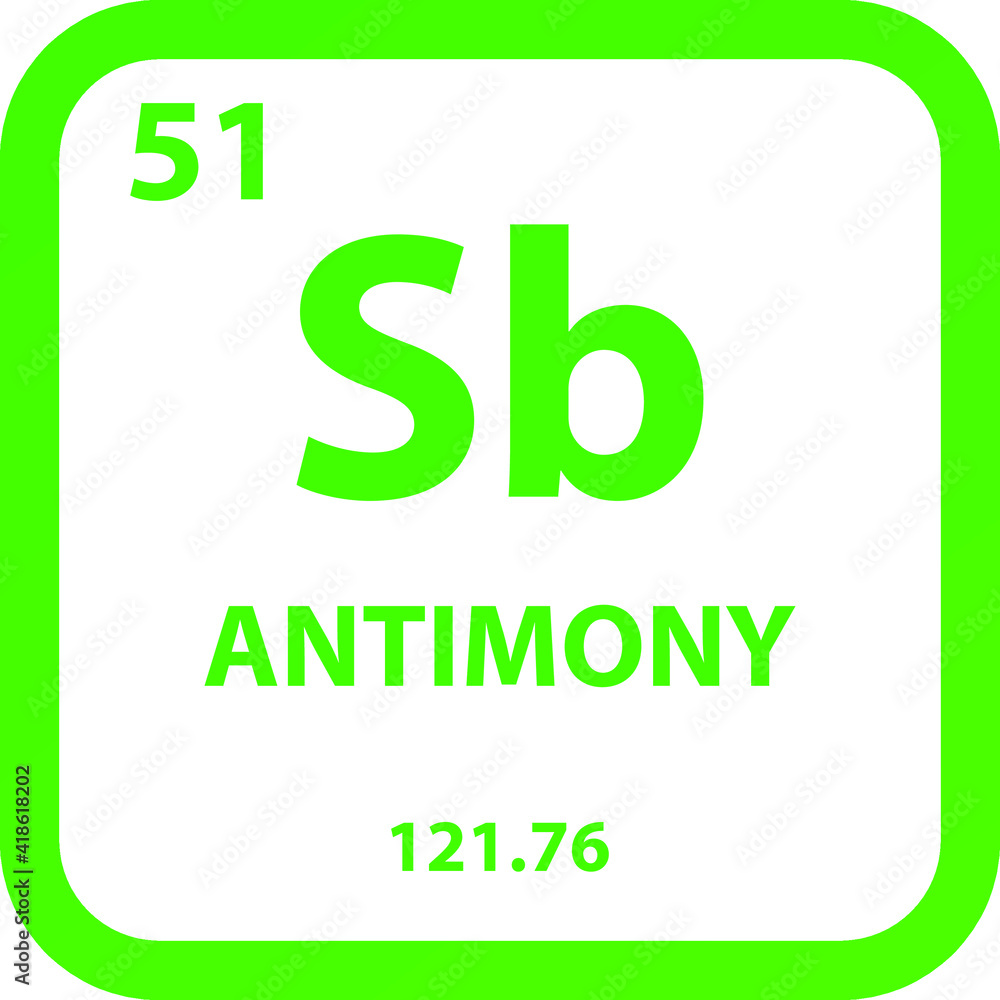 Antimony Sb Metalloid Chemical Element vector illustration diagram, with atomic number, mass and electron configuration. Simple outline flat design for education, lab, science class. Antimony Sb Metalloid Chemical Element vector illustration diagram, with atomic number, mass and electron configuration. Simple outline flat design for education, lab, science class.