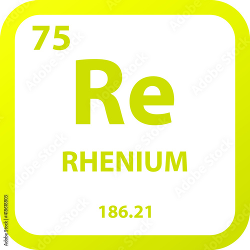 Rhenium Re Transition metal Chemical Element vector illustration diagram, with atomic number, mass and electron configuration. Simple outline flat   design for education, lab, science class.