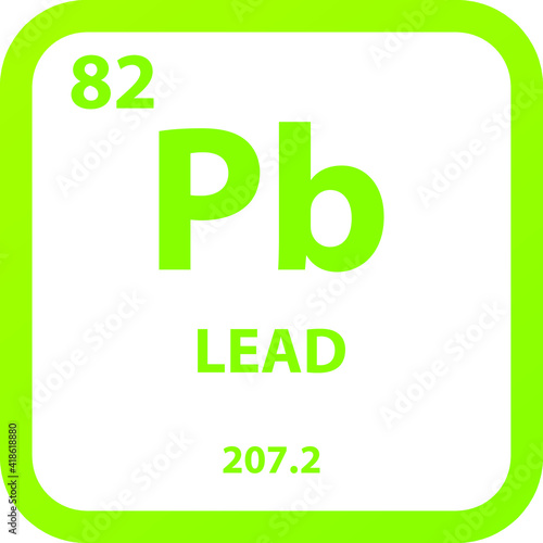 Lead Pb Post transition metal Chemical Element vector illustration diagram, with atomic number, mass and electron configuration. Simple outline flat   design for education, lab, science class.