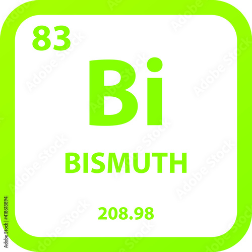 Bismuth Bi Post transition metal Chemical Element vector illustration diagram, with atomic number, mass and electron configuration. Simple outline flat   design for education, lab, science class.