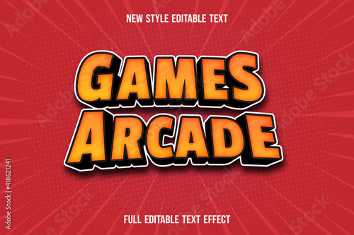 Tela editable text effect game arcade color orange and black