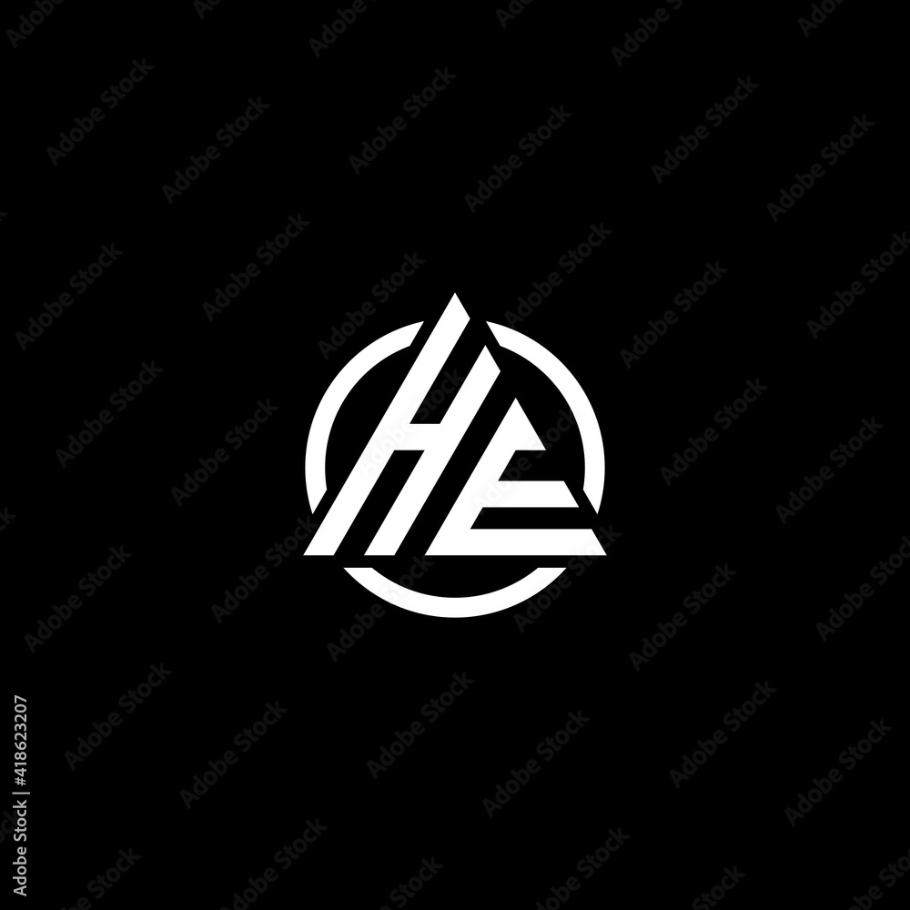 Triangle Circle logo design letter HE. Monogram Design Vector template Triangle Circle logo design letter HE. Monogram Design Vector template
