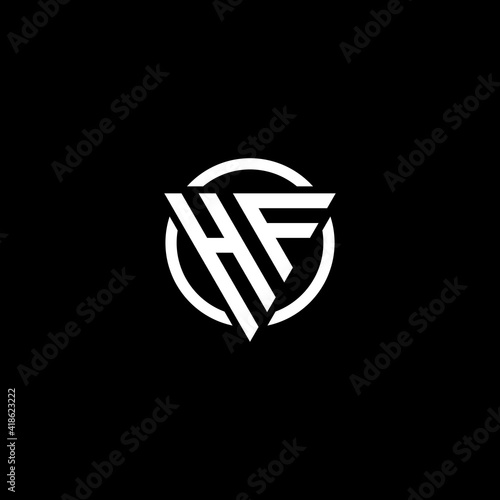 Triangle Circle logo design letter HF. Monogram Design Vector template